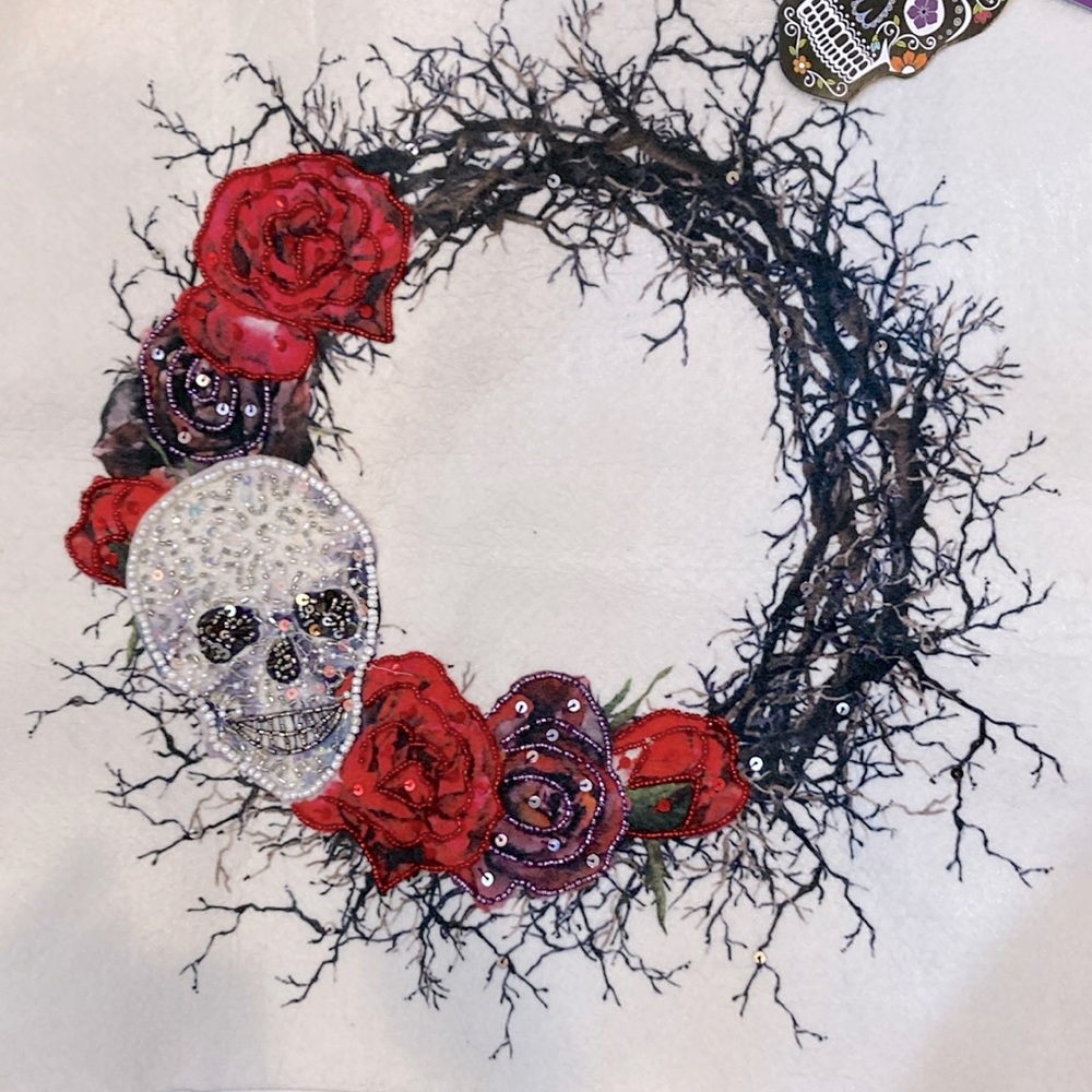 Skull 💀 & Rose 🌹 Beaded Tote